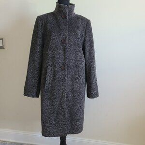 Lener Cordier Wool Coat FR 38 US M Bouclé Gray Long Overcoat Made in France